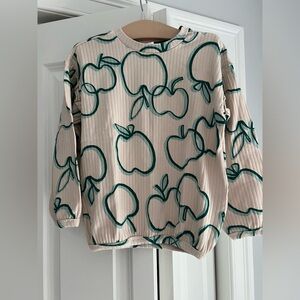 HEMA Apple Print Ribbed Long Sleeve Top 110/116 New With Tags